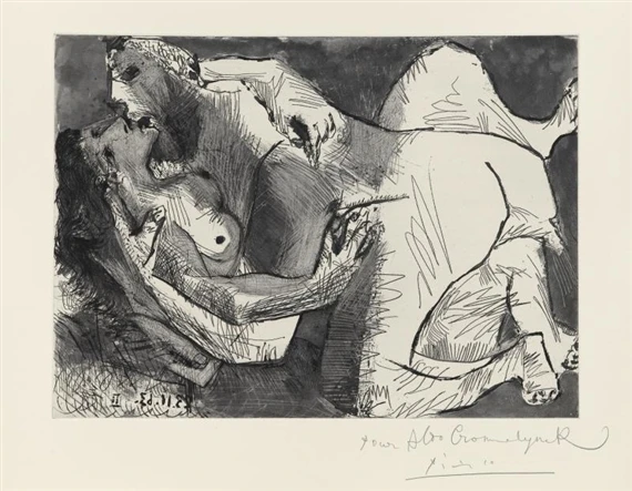 Etreinte VII, Mixed media, Pablo Picasso, 1963 | Galería Duque Arango